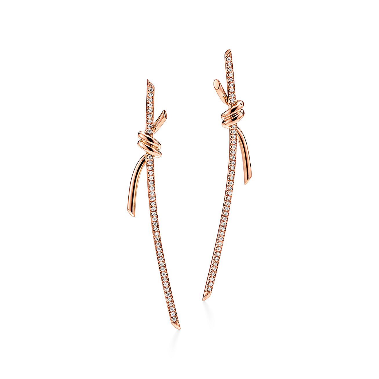 Tiffany Knot Drop Diamonds 18K Gold Earrings