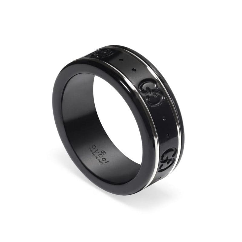 Gucci Double Icon Black Corundum 18K Gold Ring