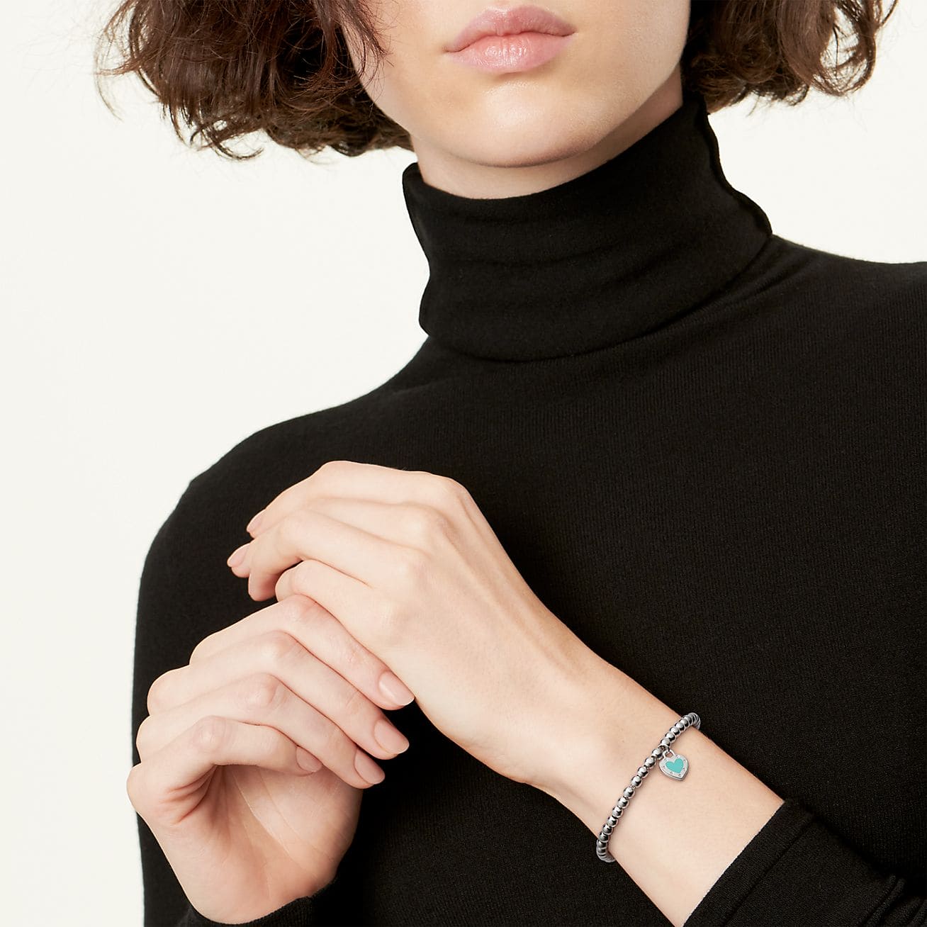 Tiffany Return to Love Blue Heart Tag Bead 18K Gold Bracelet