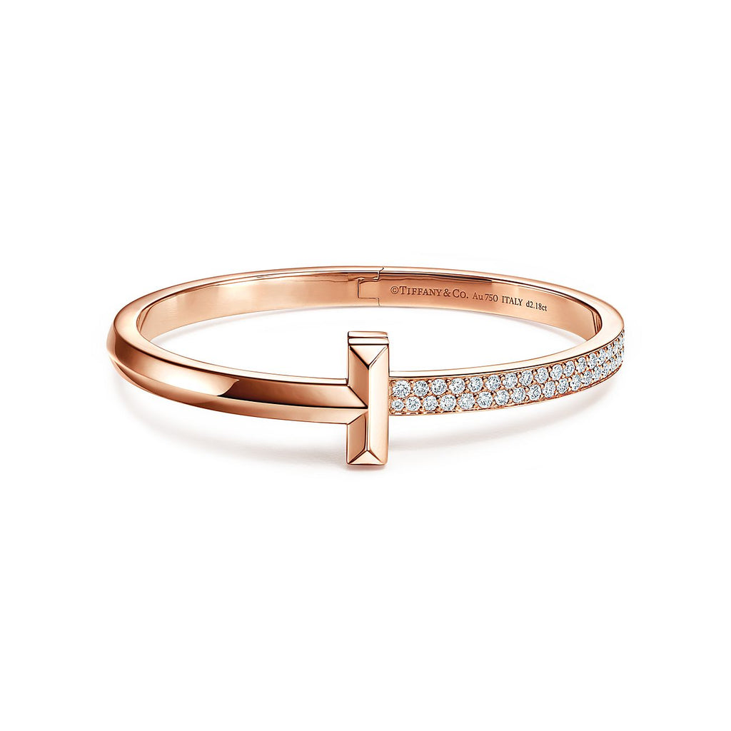 T1 Wide Diamond Hinged 18K Gold Bracelet