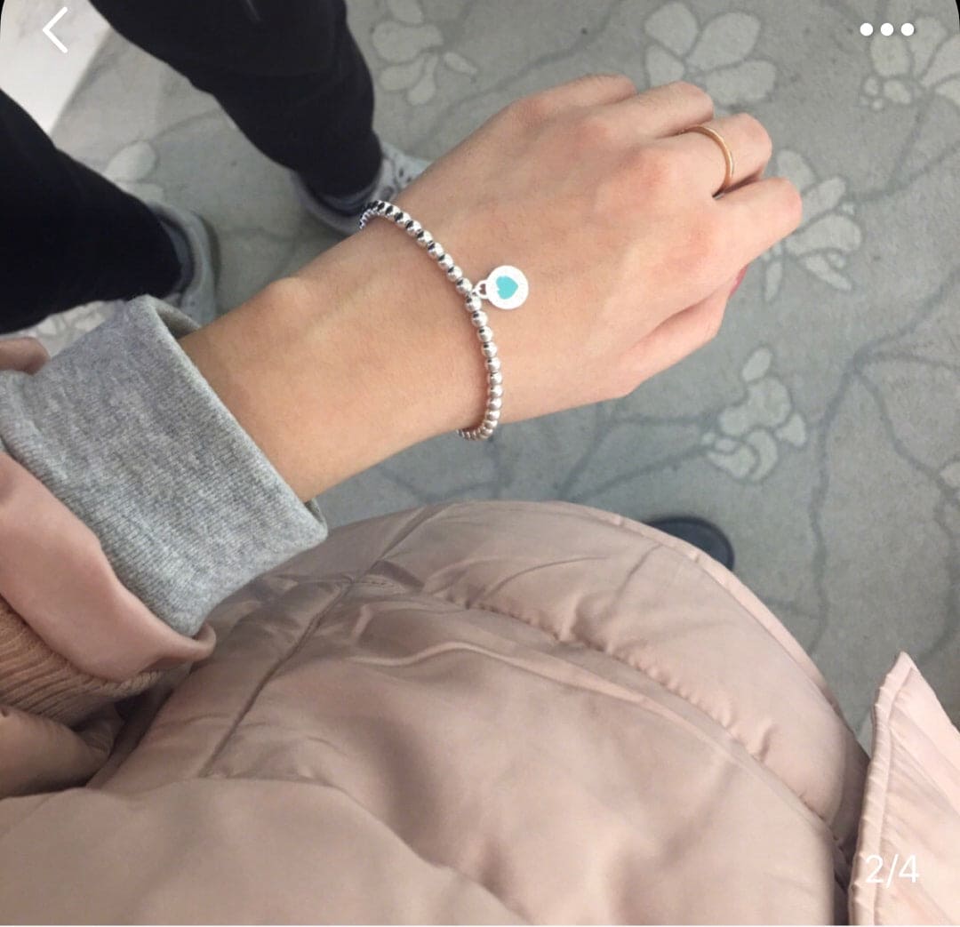 Tiffany Return to Love Blue Heart Tag Bead 18K Gold Bracelet