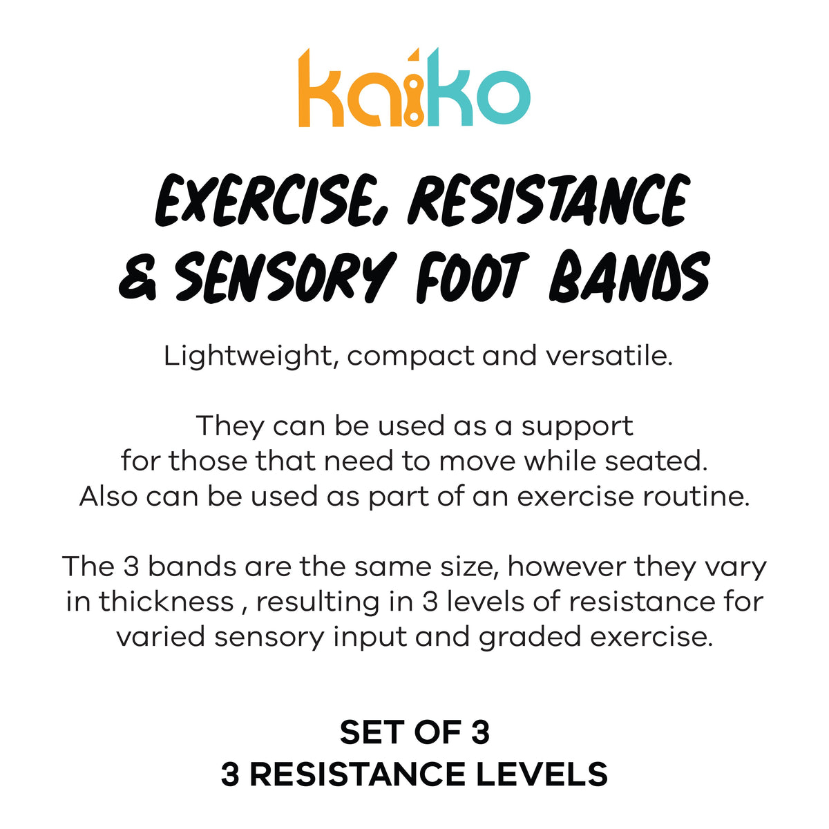 Exercise & Sensory Foot Chair Band Set  - 3 Resistance Levels