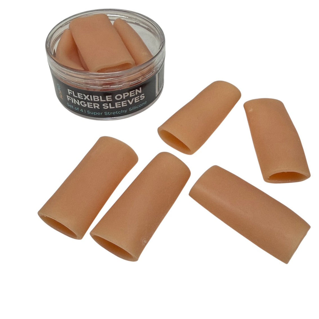 Flexible Open Finger Sleeves : Set of 5 Finger Protectors & Picking Support