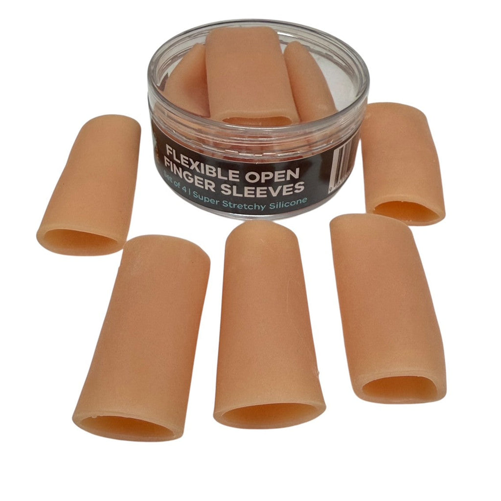 Flexible Open Finger Sleeves : Set of 5 Finger Protectors & Picking Support