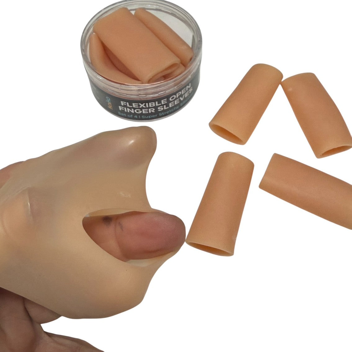 Flexible Open Finger Sleeves : Set of 5 Finger Protectors & Picking Support