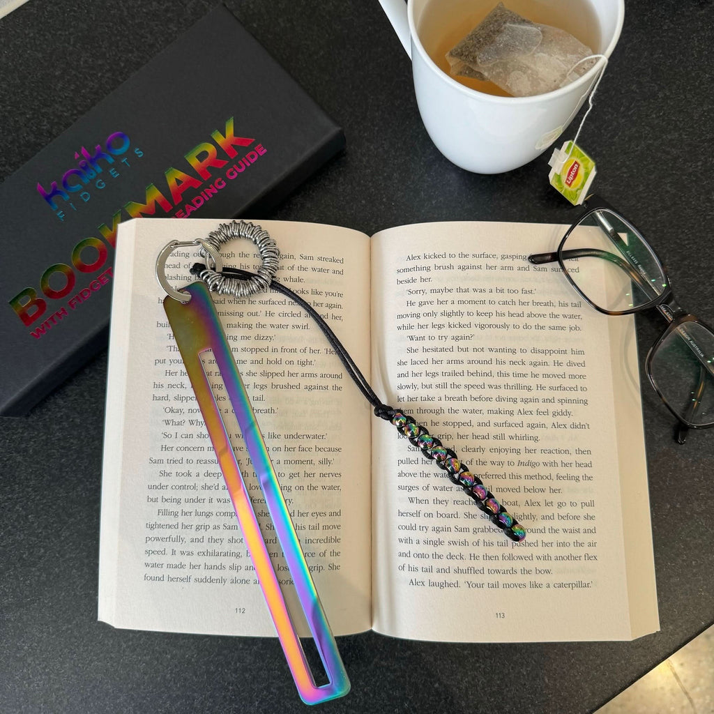 Metal Bookmark with Fidget Hook & Reading Guide   - Fidgets not included
