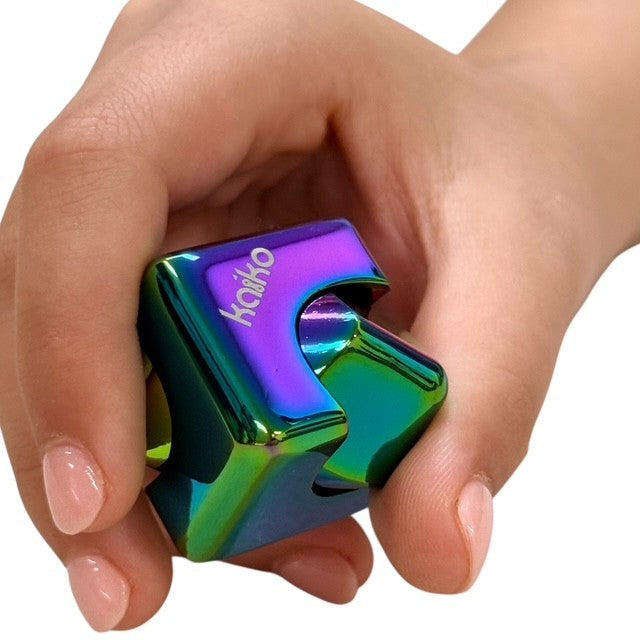 Oil Slick Square Spinning Cube