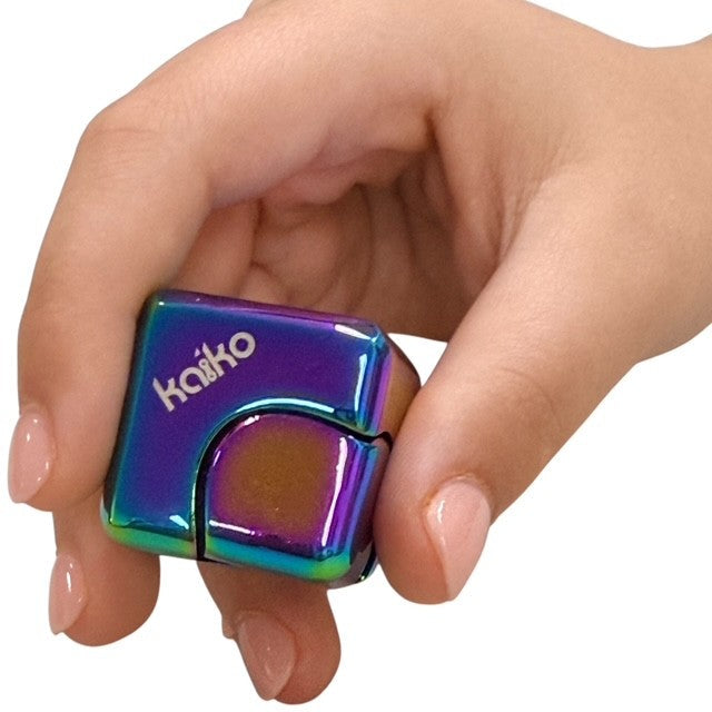 Oil Slick Square Spinning Cube