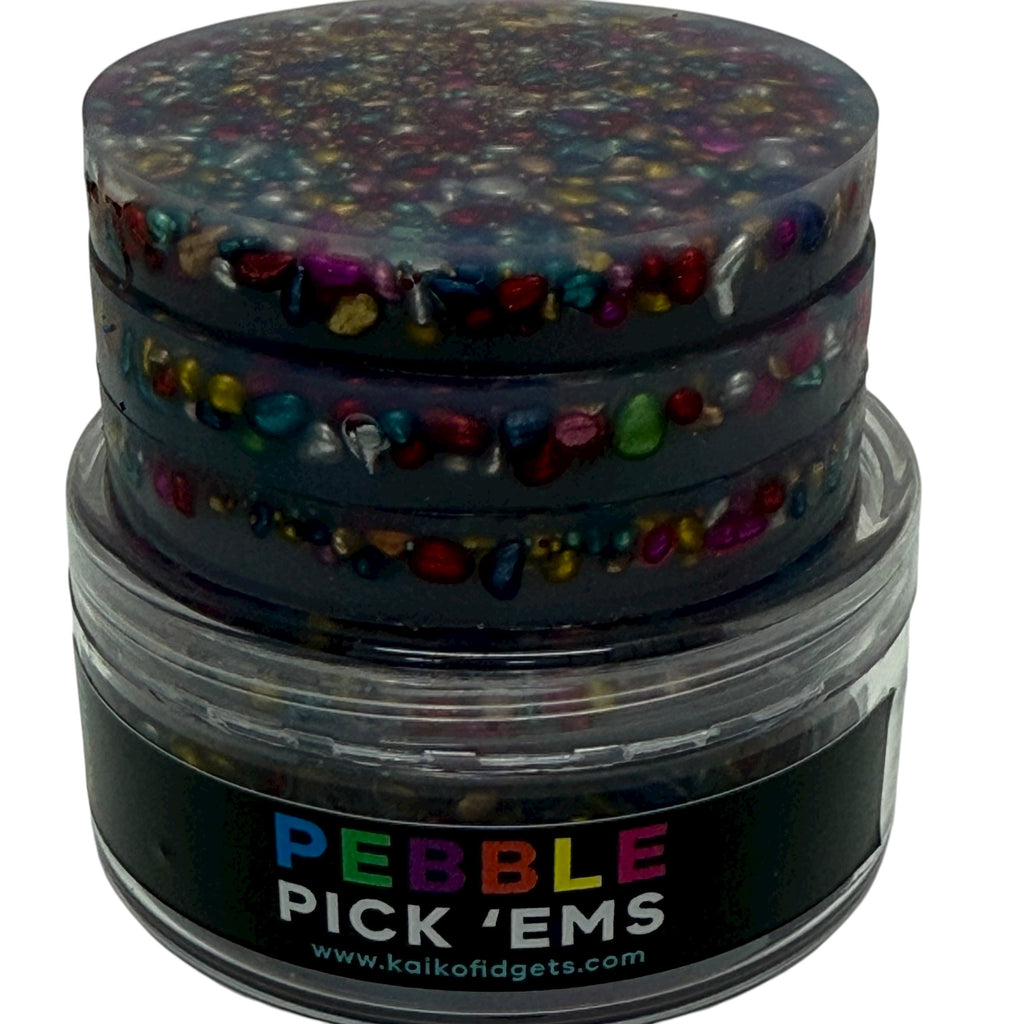 Pebble Pick 'Em Stack - pack of 3 natural painted stone discs - Picking & Popping Support