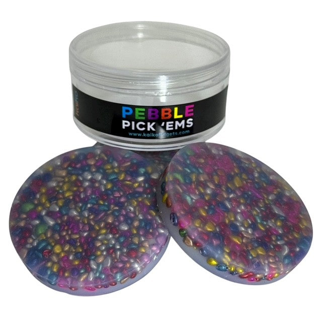 Pebble Pick 'Em Stack - pack of 3 natural painted stone discs - Picking & Popping Support