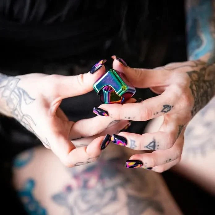 Oil Slick Square Spinning Cube
