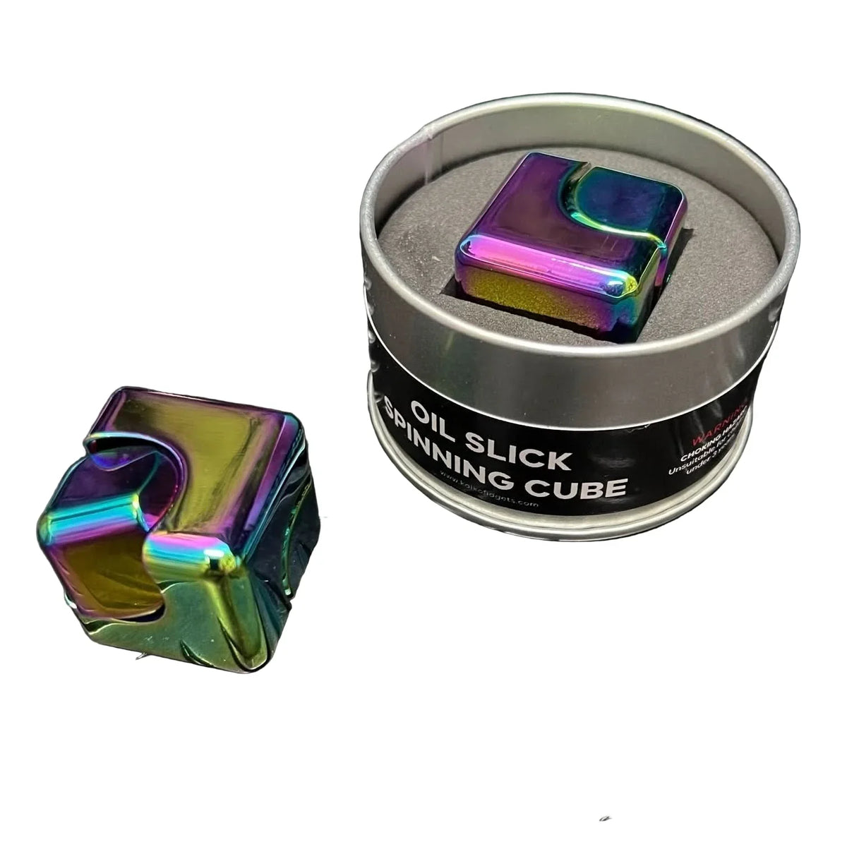 Oil Slick Square Spinning Cube
