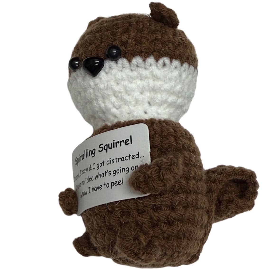 Spiralling Squirrel- Mini Hand Crochet Plush Support
