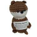 Spiralling Squirrel- Mini Hand Crochet Plush Support