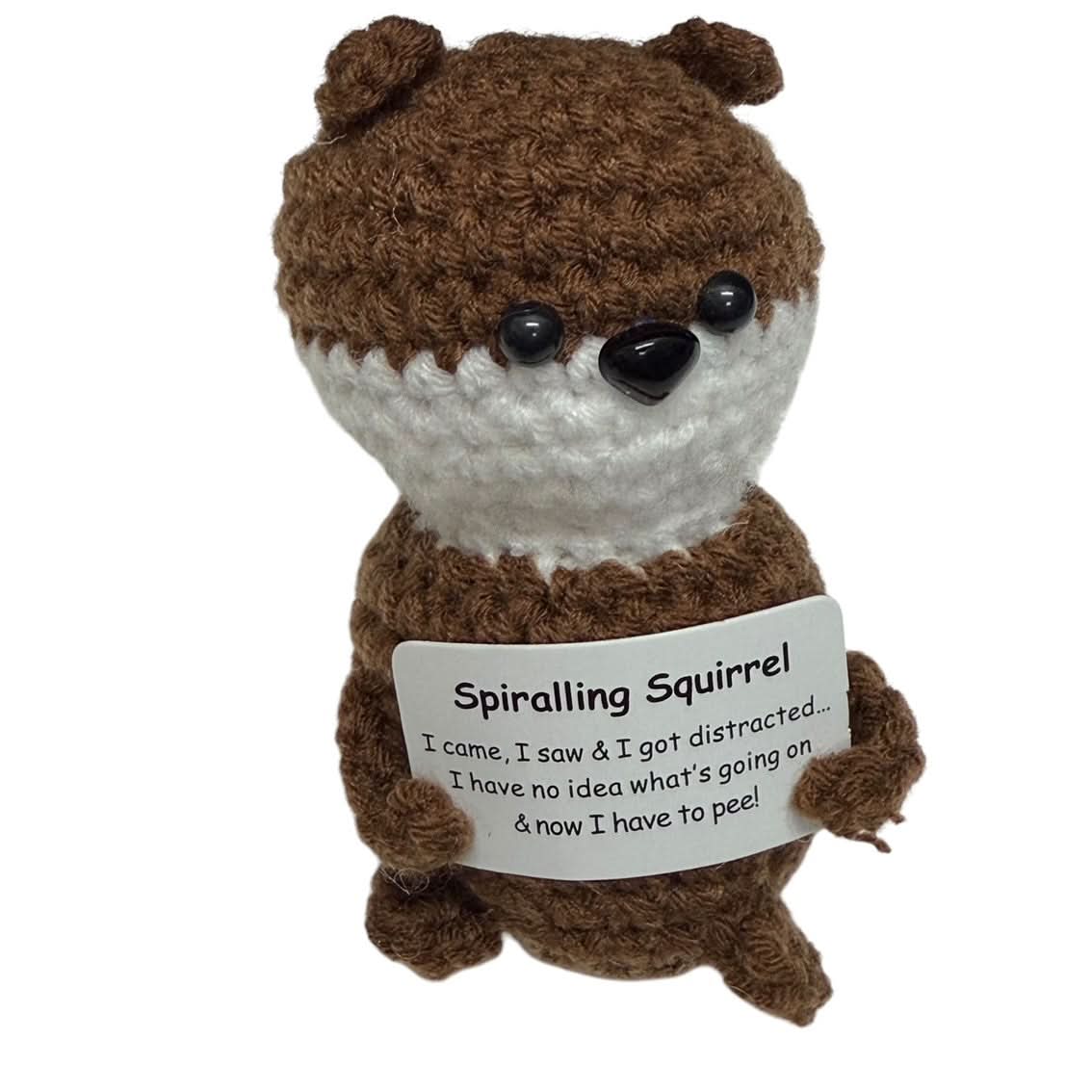 Spiralling Squirrel- Mini Hand Crochet Plush Support