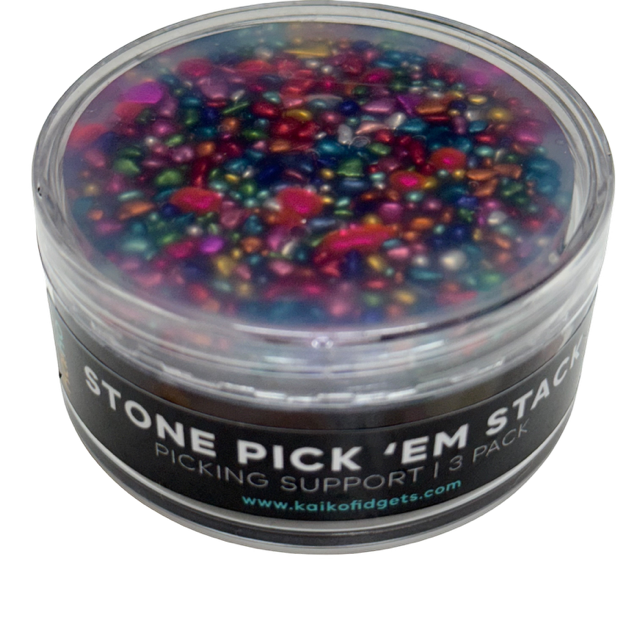 Pebble Pick 'Em Stack - pack of 3 natural painted stone discs - Picking & Popping Support