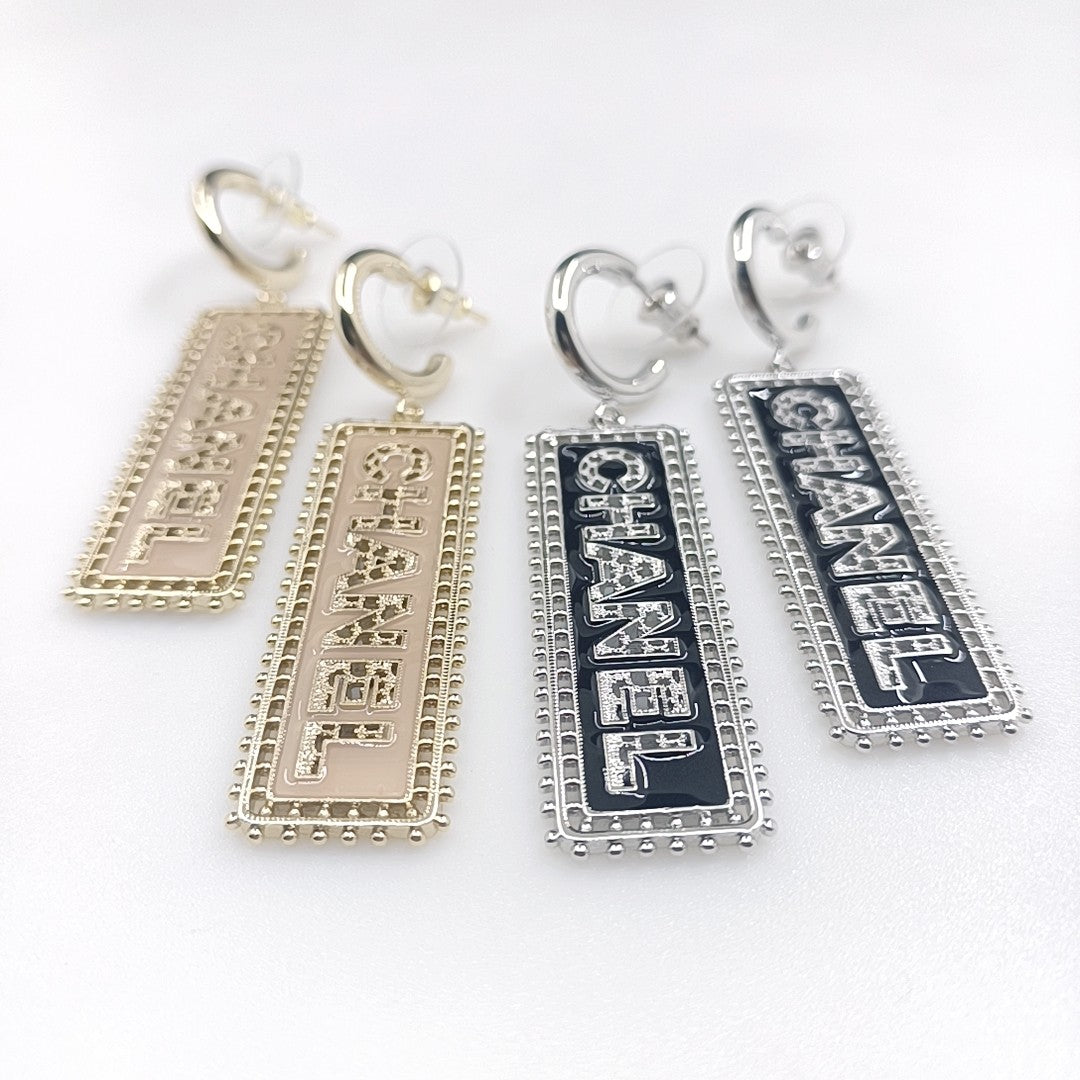 Chanel Typo Drop 18K Gold Earrings