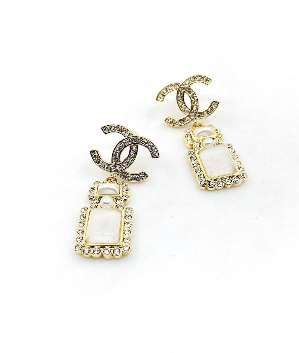 Chanel Perfume Bottle 18K Gold Earrings
