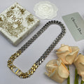 Dior Icon Chain Blue White Resin 18K Gold Necklace