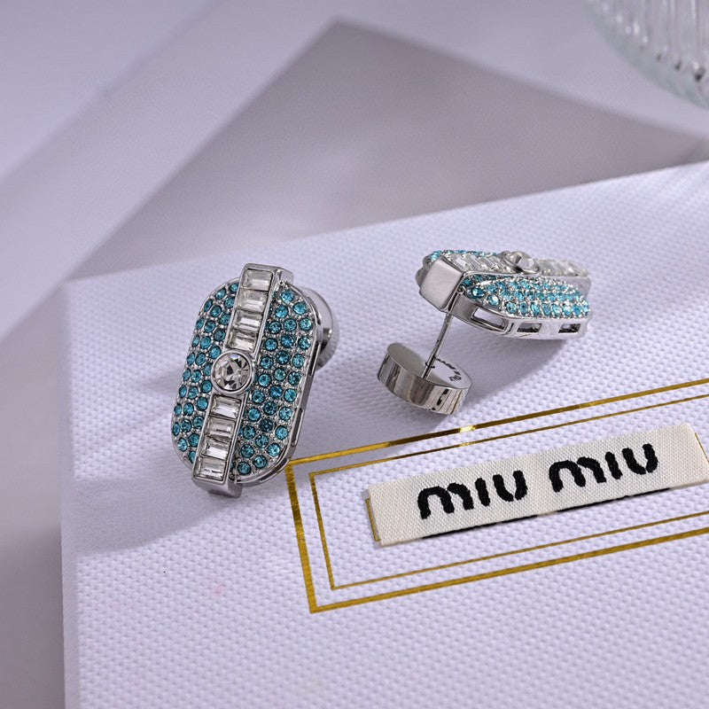 Miu Green Crystals 18K Gold Earrings