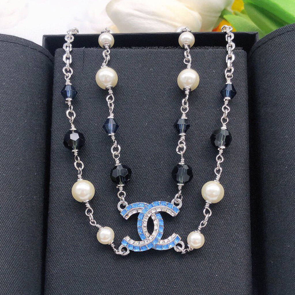 Chanel Blue Resin 18K Gold Necklace