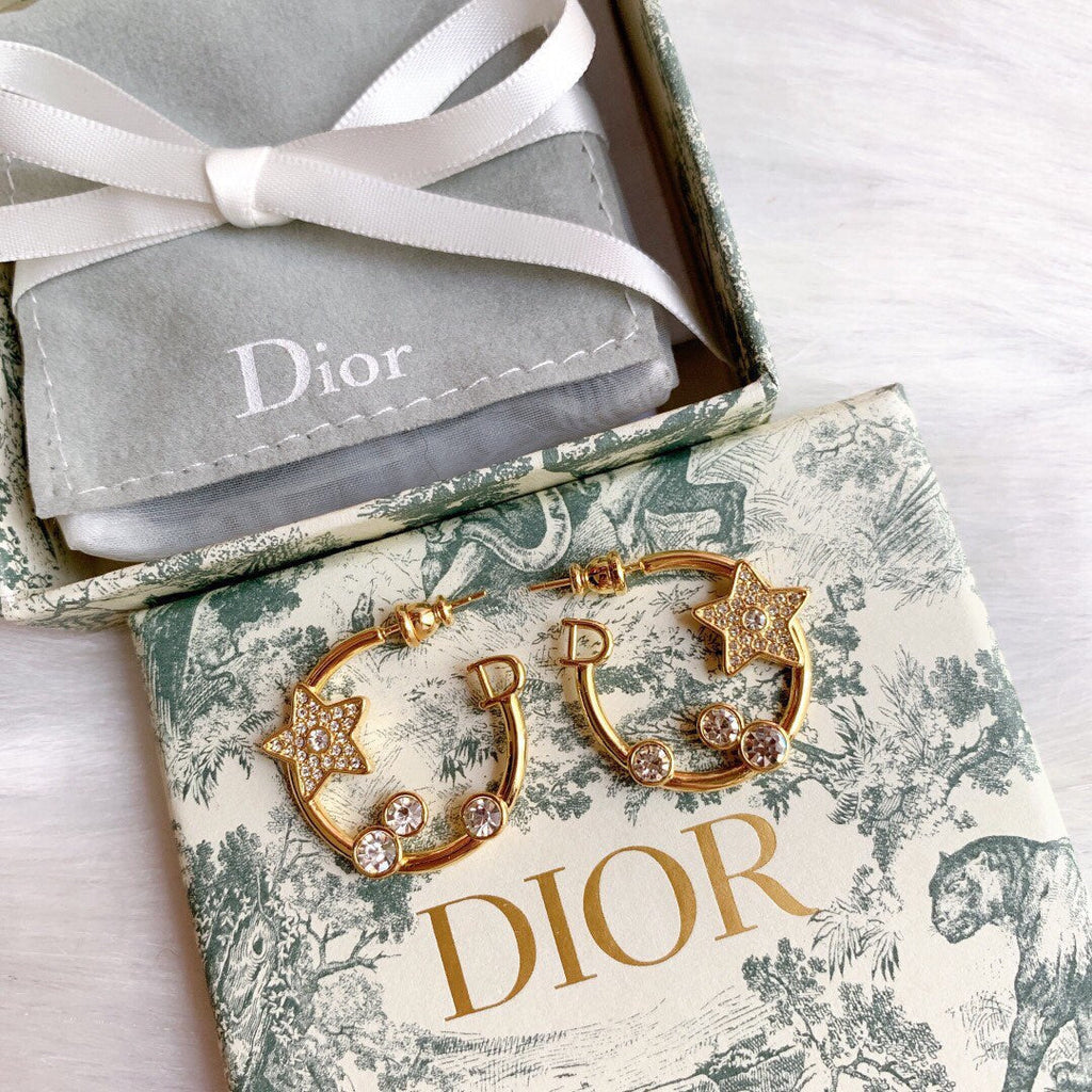 Dior Star Pink Crystals 18K Gold Earrings