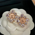Chanel Color Flower Diamond 18K Gold Earrings
