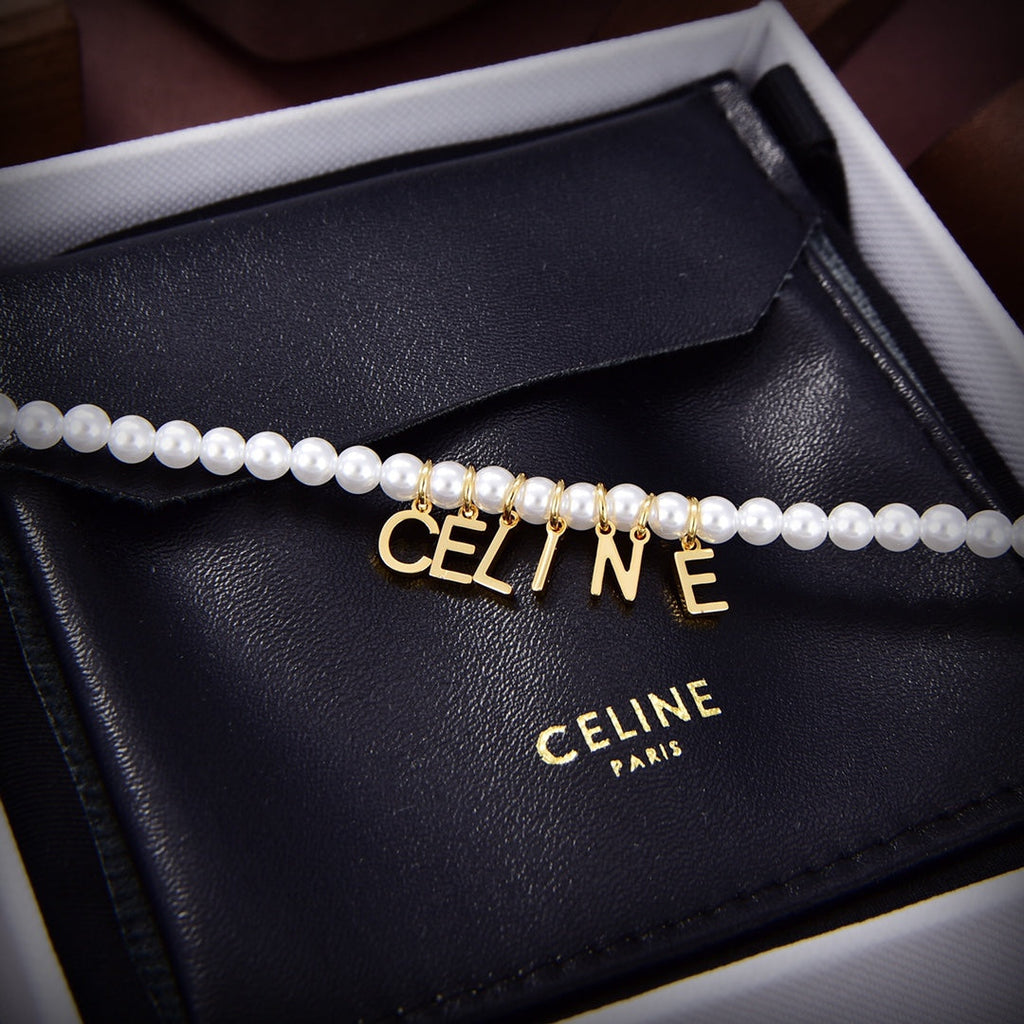 Celine Paris Pearl 18K Gold Necklace