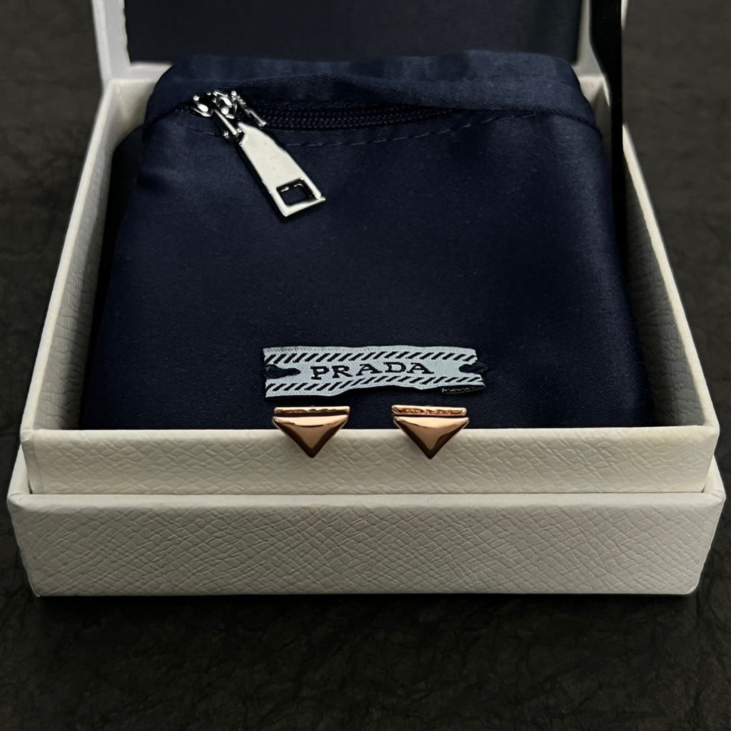 Prada Triangle 18K Gold Earrings