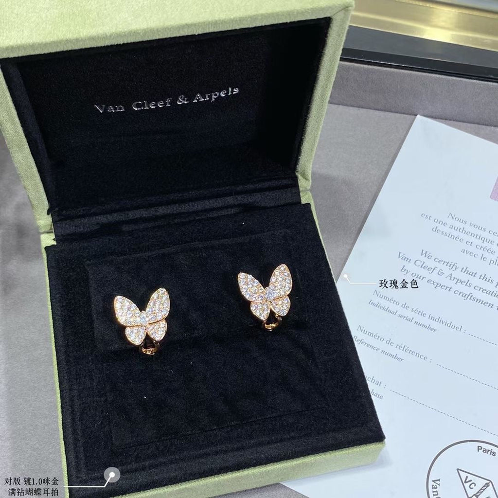 Two Butterfly Diamonds 18K Gold Earrings