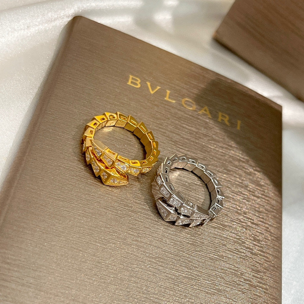 Bvlgari Serpenti Viper Pave Diamond 18K Gold Ring